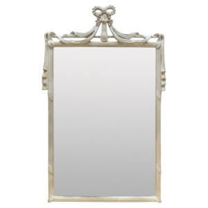 Traditional <b>Wood</b> Framed Wall <b>Mirror</b> With Decorative Drapery Design - Product Image 1
