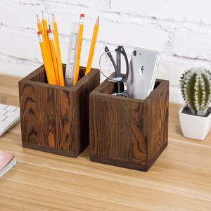 Portalápices de Madera Maciza de Nogal, Organizador de Escritorio Creativo, Suministros de Papelería, Personalizable al por Mayor - Product Image 3