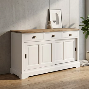 Cómoda Eudro Japandi de Madera Maciza de Teca, 4 Cajones, Estilo Contemporáneo, Ecológica, Duradera, Acabado Natural, Moderna, para Dormitorio - Product Image 1