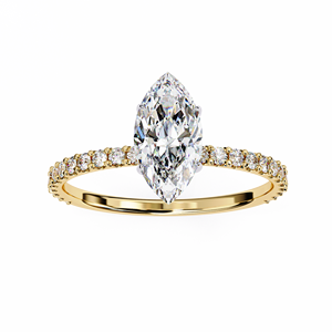 Anillo de Oro Sólido de 10K, 14K, 18K con Diamante Cultivado en Laboratorio de Corte Marquesa de 1 Quilate, Anillos de Compromiso, Boda y Aniversario - Product Image 1