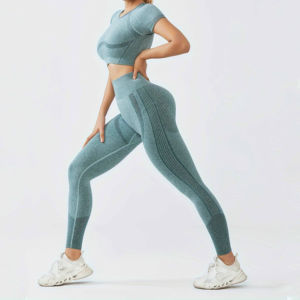 Service OEM Pantheraint, vêtements de fitness hautement élastiques, ensemble de vêtements de sport sans couture, leggings ajustés, ensemble deux pièces pour femmes, évacuation de l'humidité - Product Image 3