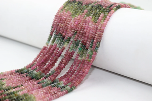 Excelente 3,5-4MM Multi-Turmalina Rondelle Beads Botón suave Forma Sandía Piedras preciosas para la fabricación de joyas - Product Image 4