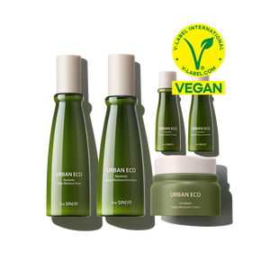 Le coffret de soins visage hydratant en profondeur The Saem Urban Eco Harakeke Vegan Ingredients, 3 pièces en flacons - Product Image 1