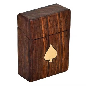 Boîte à cartes de poker en bois, étui de rangement haut de gamme, porte-cartes de poker en bois massif, poli, écologique, style vintage - Product Image 1