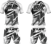 Nouveauté : Ensemble Rashguard Homme Sans Gi, T-shirt de Compression à Manches Courtes et Short de Boxe, Tenue de Combat en Spandex/Polyester Respirant