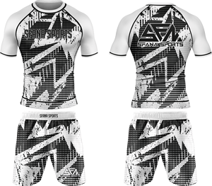 Nouveauté : Ensemble Rashguard Homme Sans Gi, T-shirt de Compression à Manches Courtes et Short de Boxe, Tenue de Combat en Spandex/Polyester Respirant - Product Image 4