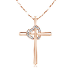 Vaayu Jewels - Colgante de Cruz con Corazón de Diamantes Vintage para Boda, Joyería Religiosa de Oro Amarillo de 10K, 14K, 18K, Oro de 925 y 935, Plata - Product Image 2