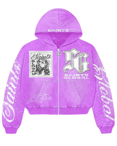 Sweat à capuche streetwear avec broderie appliquée, effet vintage délavé et usé, 100% coton, coupe ample pour l'hiver - Product Image 3