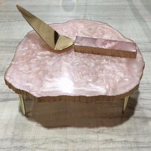 Customized Eco-Friendly Medium Size Best Quality Indian Handmade <b>Cake</b> Platter with Resin Base Birthday <b>Cake</b> Stand Server - Product Image 1