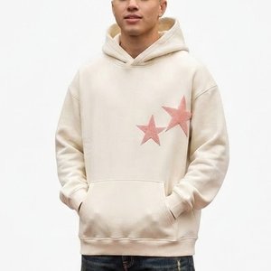 เสื้อฮู้ดดี้ผู้ชายไซส์ใหญ่พิเศษสั่งทำพิเศษ พร้อมลายปักดาวสีชมพูด้านหน้า ผ้าฝ้ายเฟรนช์เทอร์รี่ สวมใส่สบายๆ ในฤดูใบไม้ร่วง - Product Image 1