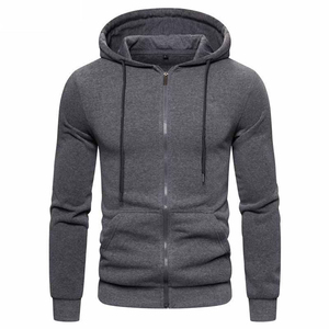 Men's Winter Warm Anti-Shrink Knitted Zip Hoodie with Hooded 100% Cotton Fleece Zipper Design for Outdoor Activities - Product Image 2