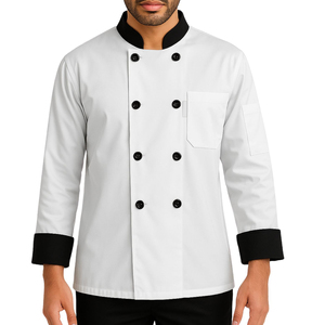 Nouvelle veste de chef à manches longues pour homme, tissu en coton uni, uniforme de restaurant, vêtements de travail pour serveurs, prix bas - Product Image 1
