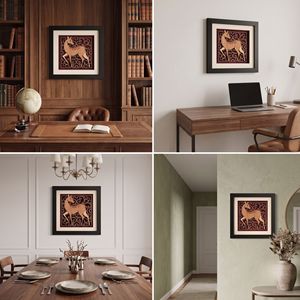 Décoration murale vintage en bois plaqué 3D motif cerf, œuvre d'art encadrée artisanale multicouche représentant une faune sauvage pour la décoration intérieure - Product Image 6