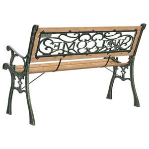 Banc de jardin en bois de sapin massif de 48 pouces, banc de patio en bois noir avec accents en fer forgé et en PVC - Product Image 6