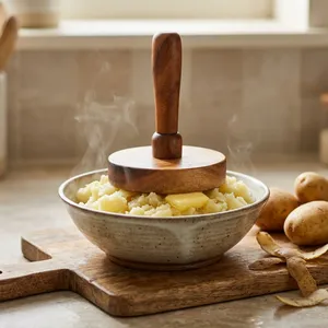 Presse à pommes de terre en bois artisanale, presse à roti, presse à pav bhaji et à paratha, outil de cuisine manuel, portable, facile à nettoyer - Product Image 3