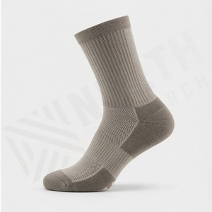 Crew <b>Socks</b> Solid Gray Knitted Breathable Polyester Spandex <b>Running</b> Athletic Summer Adults Regular Style - Product Image 3