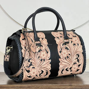 Bolsos de Viaje Grandes de Cuero Floral Hechos a Mano, Bolsos de Fin de Semana de Cuero Genuino de Primera Calidad, Lujosos y de Alta Calidad - Product Image 4