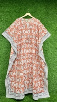 Kaftan élégant en coton pour femmes, imprimé floral à la main, longue robe de plage, style bohème, vêtements de printemps et d'été, style indien