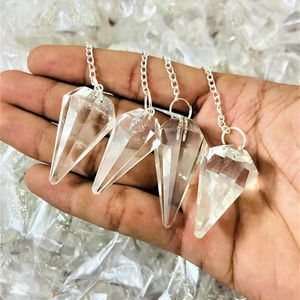 Péndulo de Cristal de Cuarzo Transparente Natural, Pulido, para Sanación con Reiki, Equilibrio de Chakras, Radiestesia, Adivinación, Ecológico - Product Image 5