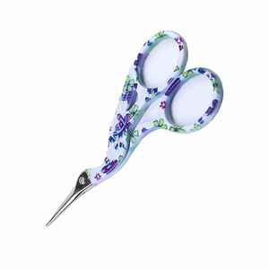 Flower Paper Coated Handle Embroidery Scissor Crane Type Vintage Scissor Handmade Craft German Stainless Steel <b>Small</b> Scissors - Product Image 3