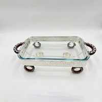 Chauffe-plat carré en acier inoxydable poli argenté écologique avec roues décoratives en bois et brûleurs à bougies chauffe-plats pour buffet et mariage