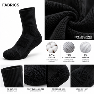 Custom Logo Pickleball Black Solid Cushion Crew <b>Socks</b> Spandex Breathable Anti-Slip Digital Print Running Sport Workouts - Product Image 1