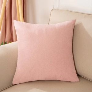 ปลอกหมอนอิงผ้าฝ้ายสีชมพู สีพื้น ปิดด้วยซิป ซักได้ ตกแต่งบ้าน - Product Image 1