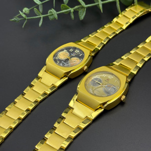 นาฬิกาควอทซ์สองสีสำหรับคู่รัก, นาฬิกาข้อมือหรูหราหลายหน้าปัด, นาฬิกาแฟชั่นสายเหล็กสีเงินและสีทองสำหรับผู้ชายและผู้หญิง - Product Image 6