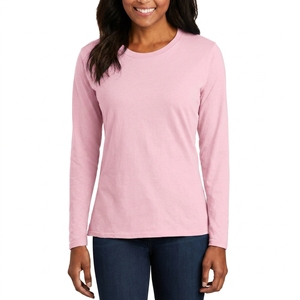 Solid Women Casual Long Sleeve T Shirt Premium Soft Cotton Fabric Lightweight Regular Fit Fashion Daily <b>Top</b> - Product Image 1