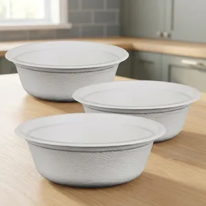 Eco Friendly Bagasse 180ml <b>Pulp</b> Moulded Disposable Compostable Modern Luxury Food Serving Bowl for Catering Takeaway Events - Product Image 1