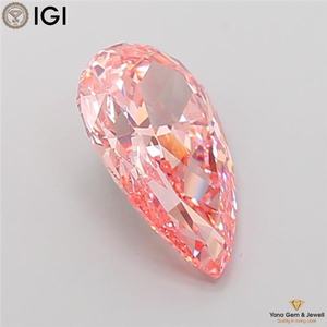เพชรทรงลูกแพร์คุณภาพสูง ผ่านการรับรองจาก IGI ผลิตด้วยวิธี CVD สีชมพูสดใสแฟนซี ความใส VS1 น้ำหนัก 4.50 กะรัต สำหรับแหวนแต่งงาน - Product Image 5
