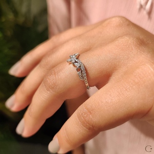 Unique Dainty Lab Diamond Wedding <b>Ring</b> 14k White Gold Customise Flower Diamond <b>Ring</b> for Daily Wear for Women Fashion Band <b>Stack</b> - Product Image 2