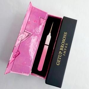 Vente en gros de pinces à épiler de haute précision GETUP BROSONS IMPEX, étiquette privée personnalisée, couleur unie, ombré blanc/rose, pointe dorée - Product Image 1