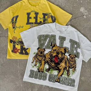 T-shirts pour hommes 100% coton, col rond épais, t-shirt personnalisé avec strass, impression vintage DTG, design graphique, t-shirt pour hommes surdimensionné - Product Image 3