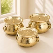 Copper Biryani Handi Cooking <b>Pot</b> with Stainless <b>Steel</b> Lining 42cm Diameter Freezer Safe Cover - Product Image 3
