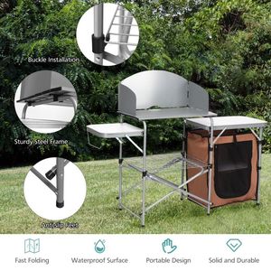 Portable Foldable Outdoor <b>BBQ</b> Grilling <b>Table</b> with Windscreen Bag for Camping - Product Image 3