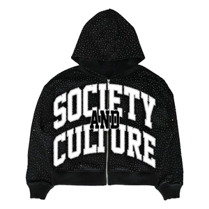 2026 Men's <b>Black</b> Rhinestone Dot Print Hooded New Arrival <b>Hoodie</b> Trending Long Sleeve <b>Zipper</b> <b>Hoodie</b> Fit Autumn Street Style - Product Image 5