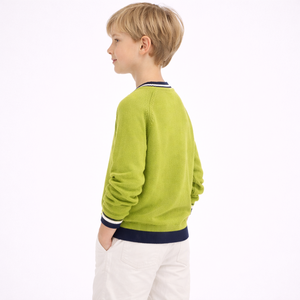 Nouveau design <span class=keywords><strong>Pull</strong></span>-over à col rond et à manches raglan en coton avec motif jacquard pour bébés garçons à la mode - Product Image 2