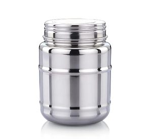 Stainless Steel Food <b>Container</b> Round Airtight Polished Minimalist Design Keep Fresh 1 Layer Metal Storage Jar se - Product Image 1