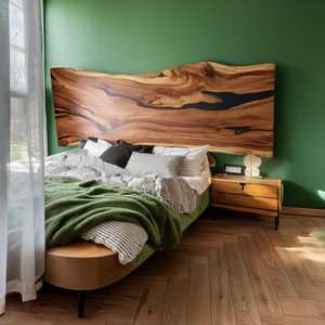 Cabecero de Cama de Madera con Resina Epoxi Curada a Calor, Hecho a Mano |   Decoración Artística Personalizada para el Hogar con Temática de Amor y Comida de Lujo Moderno - Product Image 6