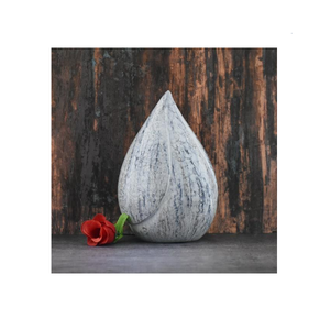 Teardrop Gray Blue Marble Cremation Urn Decorative Stone Memorial Urn for Ashes, Funeral & Remembrance Décor - Product Image 1