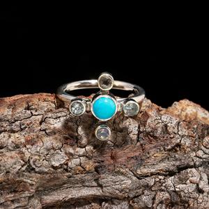 Bague en turquoise d'Arizona de qualité supérieure, sertie d'une monture en argent plaqué 925, fine et élégante, cadeau idéal pour une femme de bureau, au meilleur prix. - Product Image 1