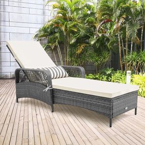 Chaise longue d'extérieur avec dossier réglable sur 6 niveaux, coussin et oreiller pour bronzer - Product Image 2