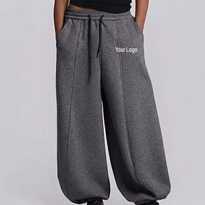 Wholesale Men's Gray <b>Harem</b> Pants Elastic Waist Cotton Casual Loose Fit With Side Pockets Autumn Style Breathable Knitted - Product Image 4