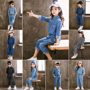 Stock Apparel Bangladesh Long Sleeve Cotton Blue Casual Button <b>Down</b> Mid-Weight Denim Shirts Boys Girls Wear Top Fast Delivery - Product Image 5