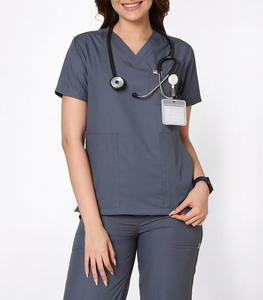 Ensemble d'uniformes médicaux personnalisés unisexes d'été pour infirmières, médecins, esthéticiennes, hôpitaux, à manches courtes et extensibles - Product Image 1