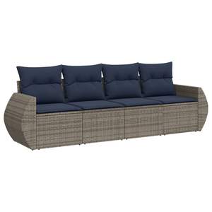 Set Divano da Giardino in Polyrattan Grigio con Cuscini, Design Contemporaneo per Arredamento Esterno - Product Image 4