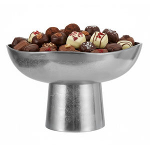 Bol de service sur piétement en acier inoxydable poli au design moderne, élégant bol à fruits en métal, plat à bonbons pour la décoration de table à la maison - Product Image 1