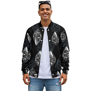 Chaqueta Casual para Hombre con Estampado de Conchas Hawaianas, Estilo Béisbol Urbano, Personalización Exclusiva, Impresión Bajo Demanda - Product Image 1