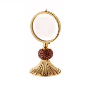 Espejo Circular de Latón Chapado en Oro de Primera Calidad con Base de Bolas Rojas, Pieza Decorativa para el Hogar, Última Llegada - Product Image 1